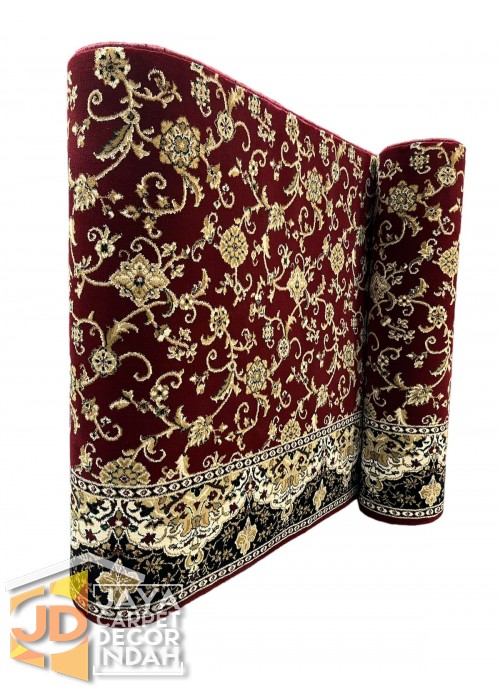 Karpet Sajadah Al Raudha Merah Motif Kembang  120x600, 120x1200, 120x1800, 120x2400, 120x3000